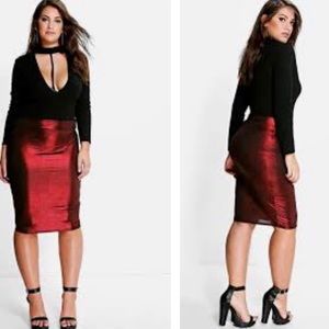 Metallic midi skirt
